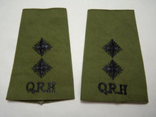 Load image into Gallery viewer, QRH Royal Horse OD Green Rank Slides / Epaulette Pair Genuine British Army - NEW
