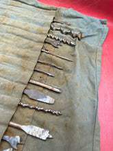 Load image into Gallery viewer, WW2 British Army Carpenter&#39;s Tool Roll. Quite Complete with Drill Bits.
