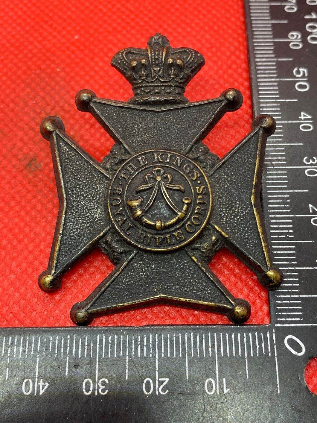 Victorian Crown The King's Royal Rifle Corps Blackened Cap Badge
