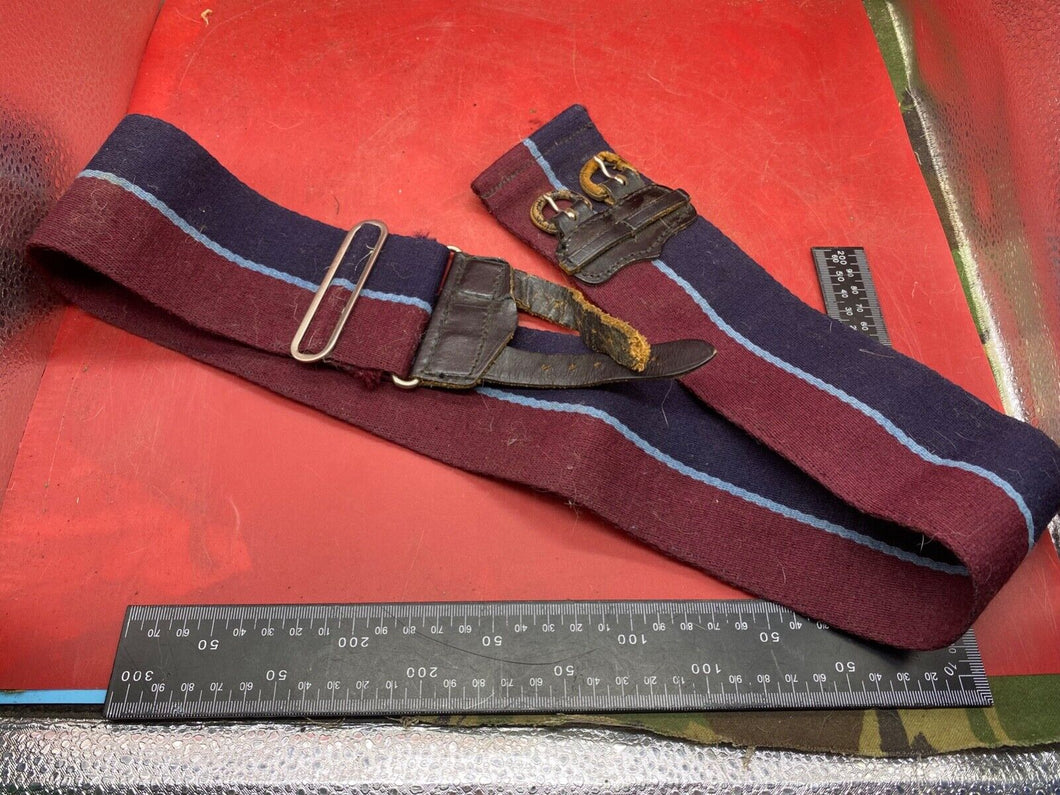 British Royal Air Force Cloth Stable Belt with Leather Fasteners. Approx 28 Inch