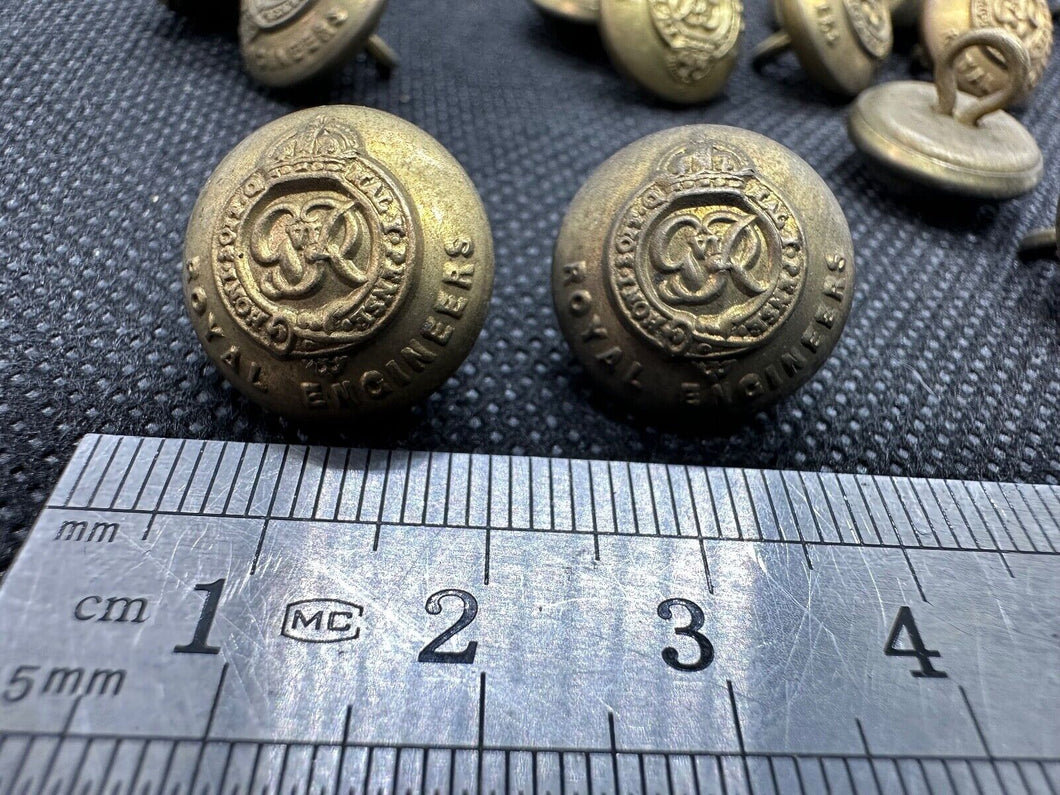 Pair of Original British Army WW2 Royal Engineers Brass Officers Cap Buttons