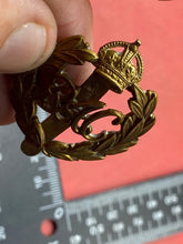 Load image into Gallery viewer, British Army WW1 / WW2 Royal Armoured Corps Brass Cap Badge with Rear Slider.
