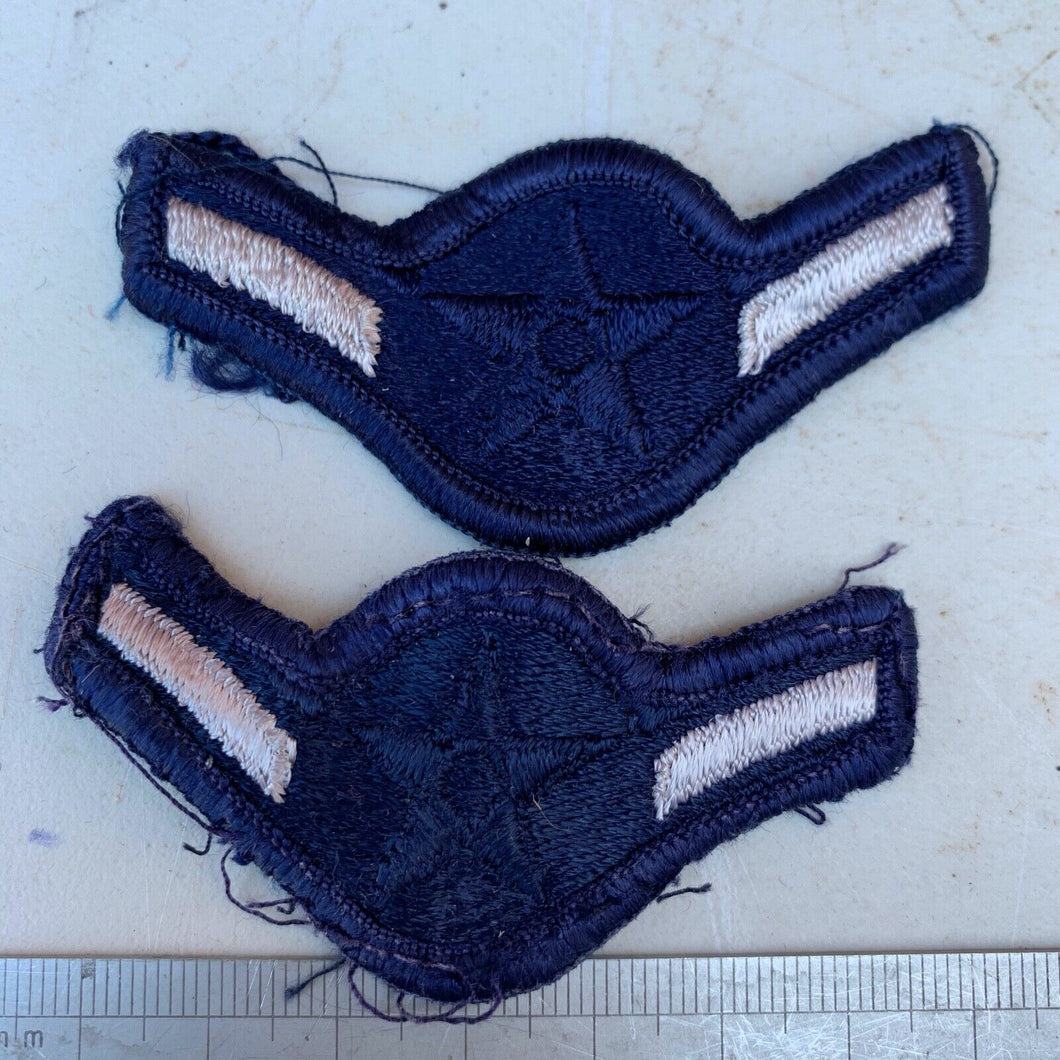 Pair of United States Air Force Rank Chevrons Navy Blue - Airmen