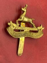 Load image into Gallery viewer, WW1 / WW2 Canadian Army - Royal Canadian Dragoons Brass Cap Badge.

