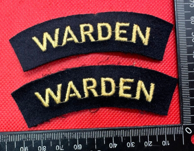 Original WW2 British Home Front Civil Defence Wardens Shoulder Title Pair