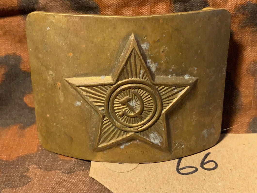 Genuine WW2 USSR Russian Soldiers Army Brass Belt Buckle - #66