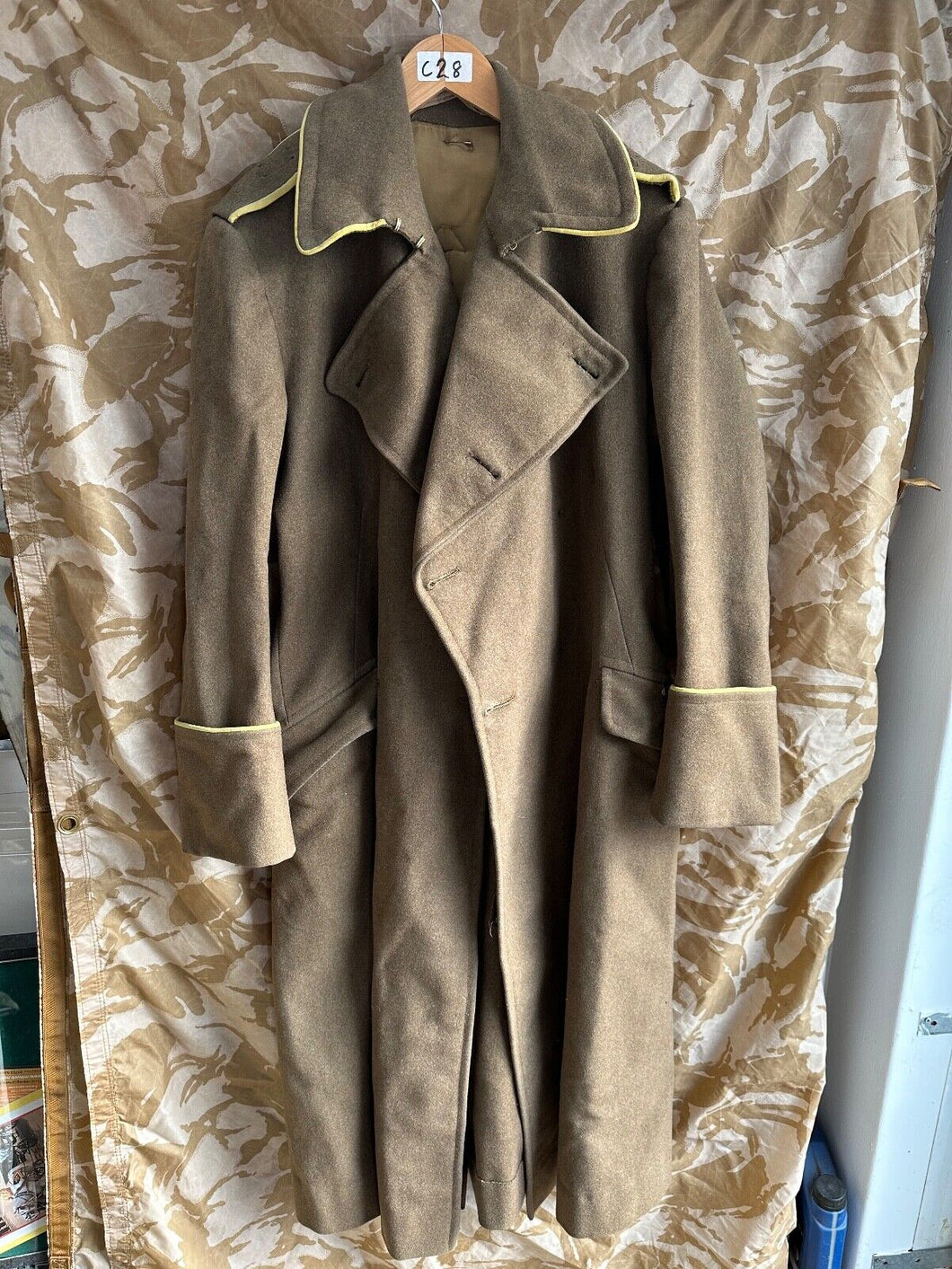 Rare Original WW2 British Army Officers Greatcoat - Yellow Piping - 38