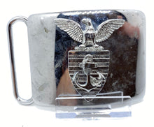 Load image into Gallery viewer, A unique factory sample US NAVY MERCANTILE MARINE white metal belt buckle - B36
