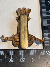 Load image into Gallery viewer, WW1 / WW2 British Army 11th Hussars Brass Cap Badge with Rear Slider.
