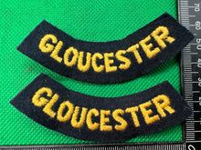Load image into Gallery viewer, Original WW2 British Home Front Civil Defence Gloucester Shoulder Titles
