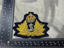 Load image into Gallery viewer, British Royal Navy Officers Cap Badge Bullion Embroidered Kings Crown
