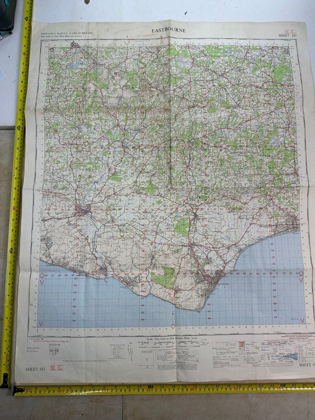 Original British Army OS GSGS Map - Eastbourne