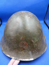 Load image into Gallery viewer, Mk3 Canadian / British Army Original WW2 Turtle Helmet High Rivet - Div Signed
