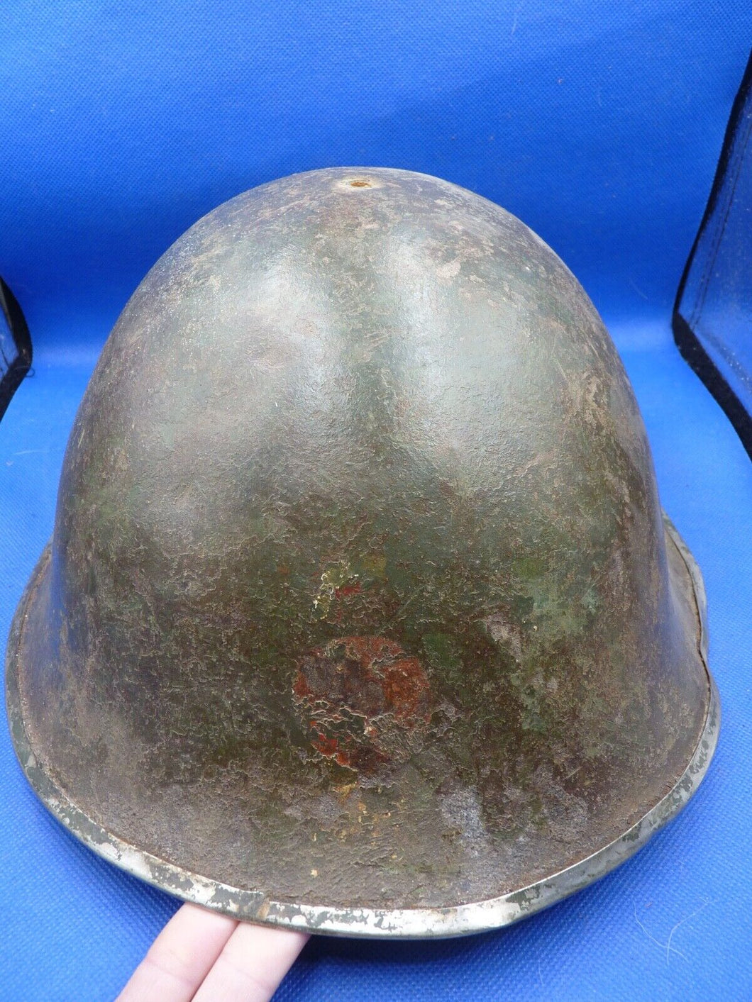 Mk3 Canadian / British Army Original WW2 Turtle Helmet High Rivet - Div Signed