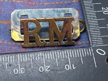 Load image into Gallery viewer, Original WW1 British Army Brass RM Royal Marines Brass Shoulder Title
