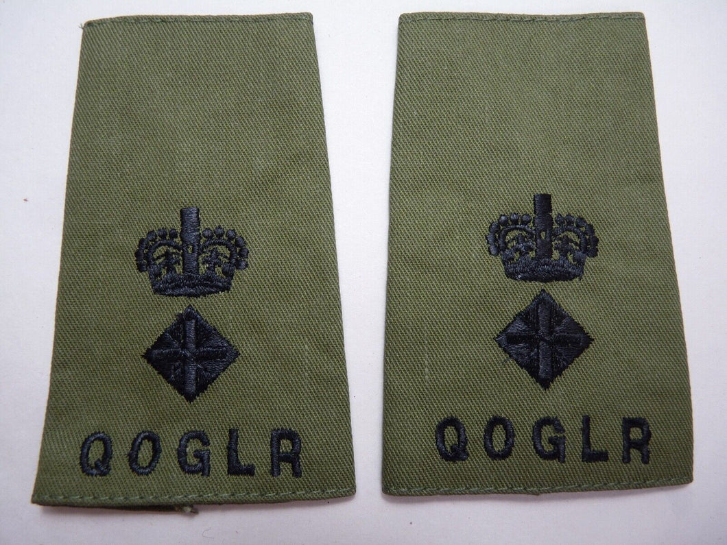 QOGLR OD Green Rank Slides / Epaulette Pair Genuine British Army - NEW