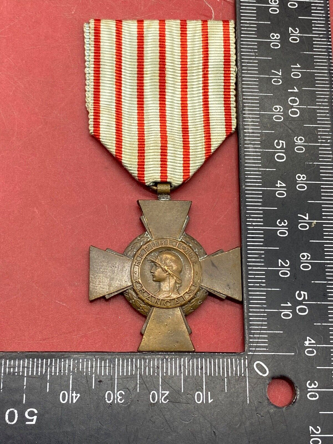WW1 / WW2 French Croix du Combatant Medal - Original with Ribbon