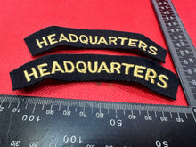 Load image into Gallery viewer, Original WW2 British Home Front Civil Defence Hedquarters Shoulder Title Pair
