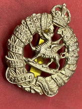Load image into Gallery viewer, WW1 / WW2 British Army - Monmouthshire Regiment White Metal Cap Badge.
