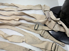 Load image into Gallery viewer, Original WW2 British Army White Economy Trousers Suspenders - Used Condition
