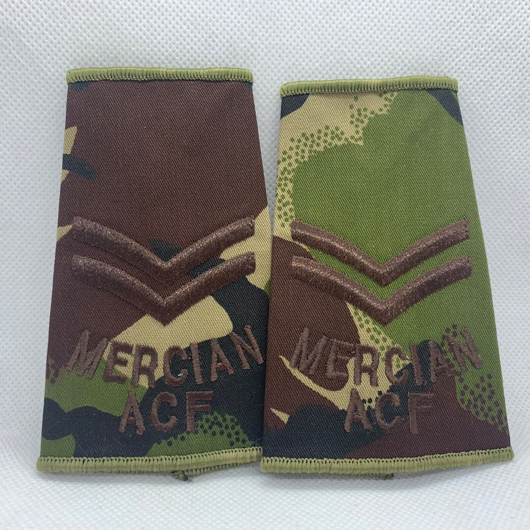 Mercian ACF DPM Rank Slides / Epaulette Pair Genuine British Army - NEW