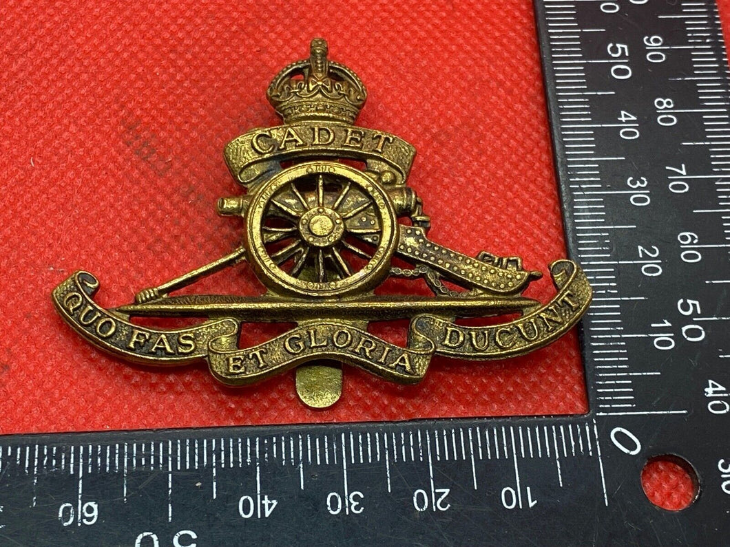 Original British Army Royal Artillery CADET Cap Badge - Maker Marked