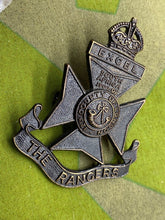 Load image into Gallery viewer, WW1 / WW2 THE RANGERS Blackened Kings Crown Cap Badge
