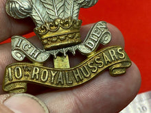 Load image into Gallery viewer, Original WW1 British Army 10th ROYAL HUSSARS Regiment Cap Badge
