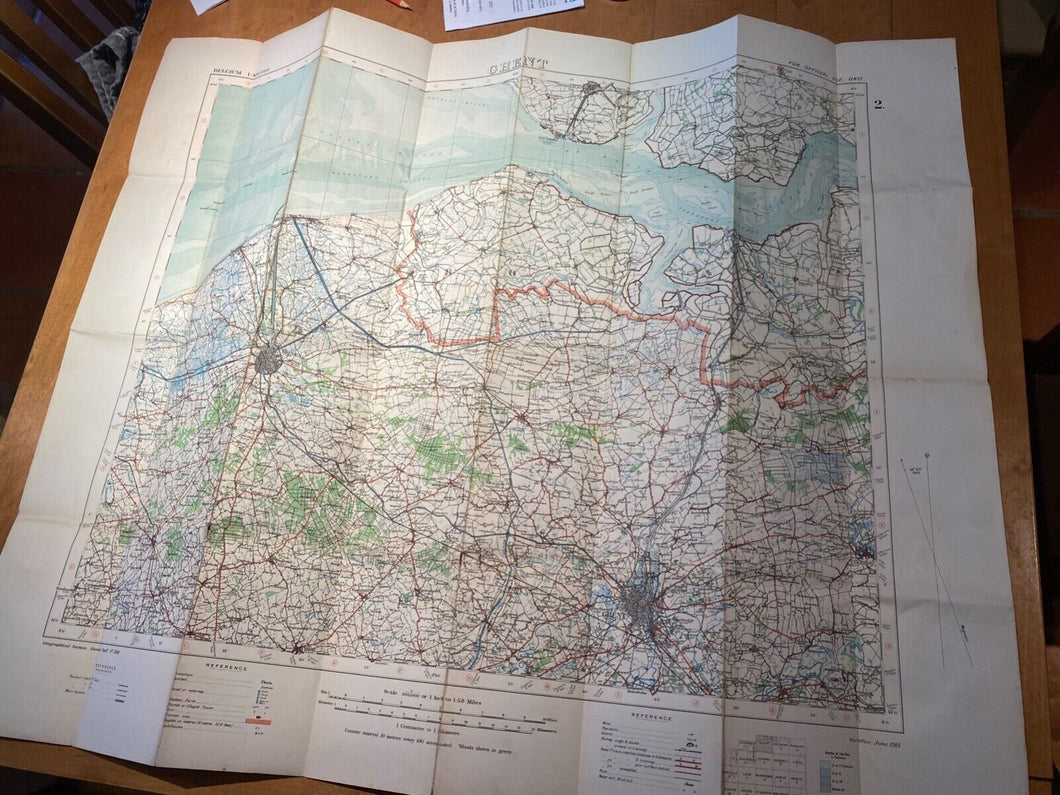 WW1 Era British Army General Staff Map of GHENT in Belgium. Original Map