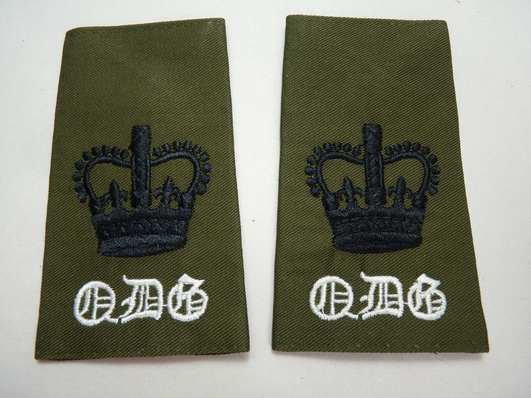 QDG Dragoons OD Green Rank Slides / Epaulette Pair Genuine British Army - NEW