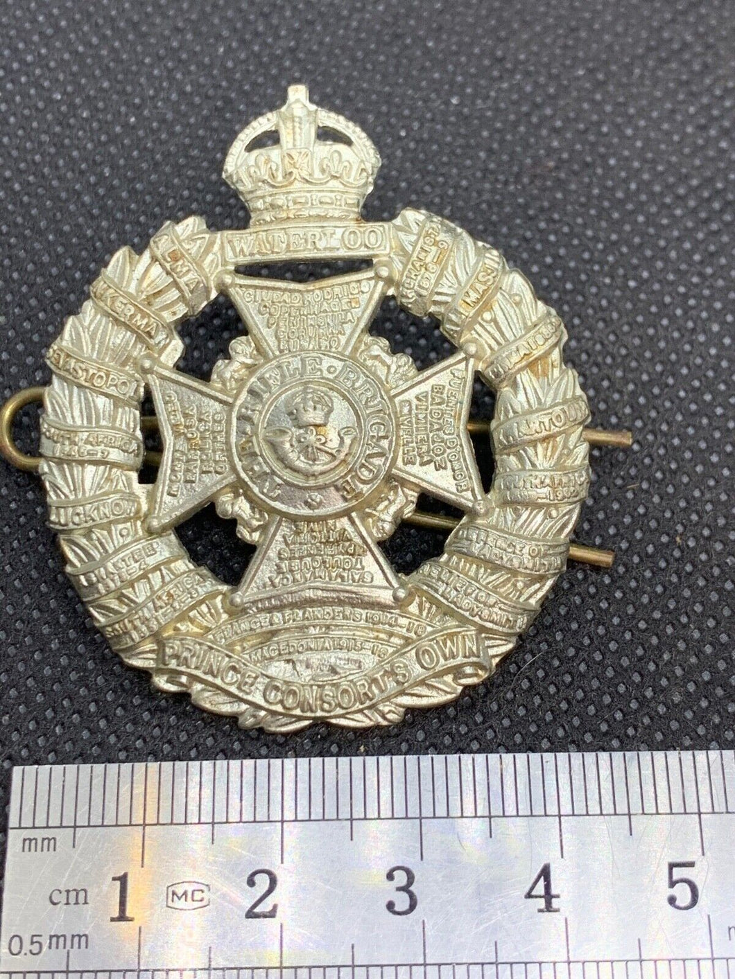 Original WW2 British Army Prince Consorts Own Brass Cap Badge