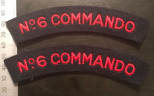 Load image into Gallery viewer, Patches Pair of No. 6 COMMANDO SAS Shoulder Title Cloth Patch
