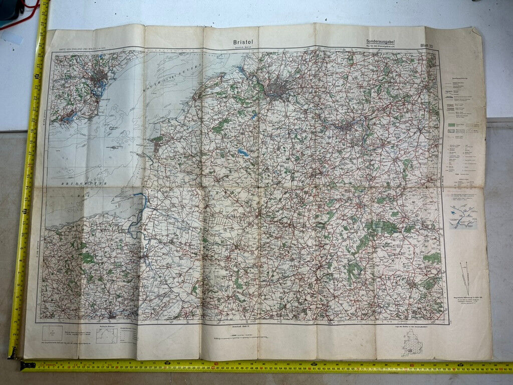 Original WW2 German Army Map of England / Britain - Bristol