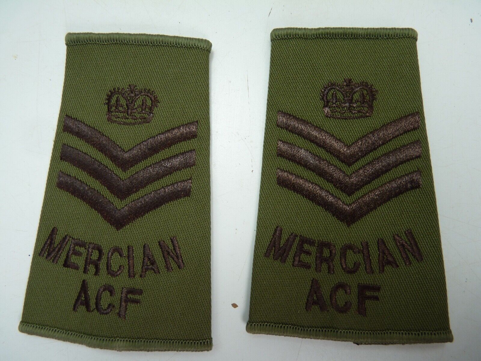 Mercian ACF OD Green Rank Slides / Epaulette Pair Genuine British Army ...