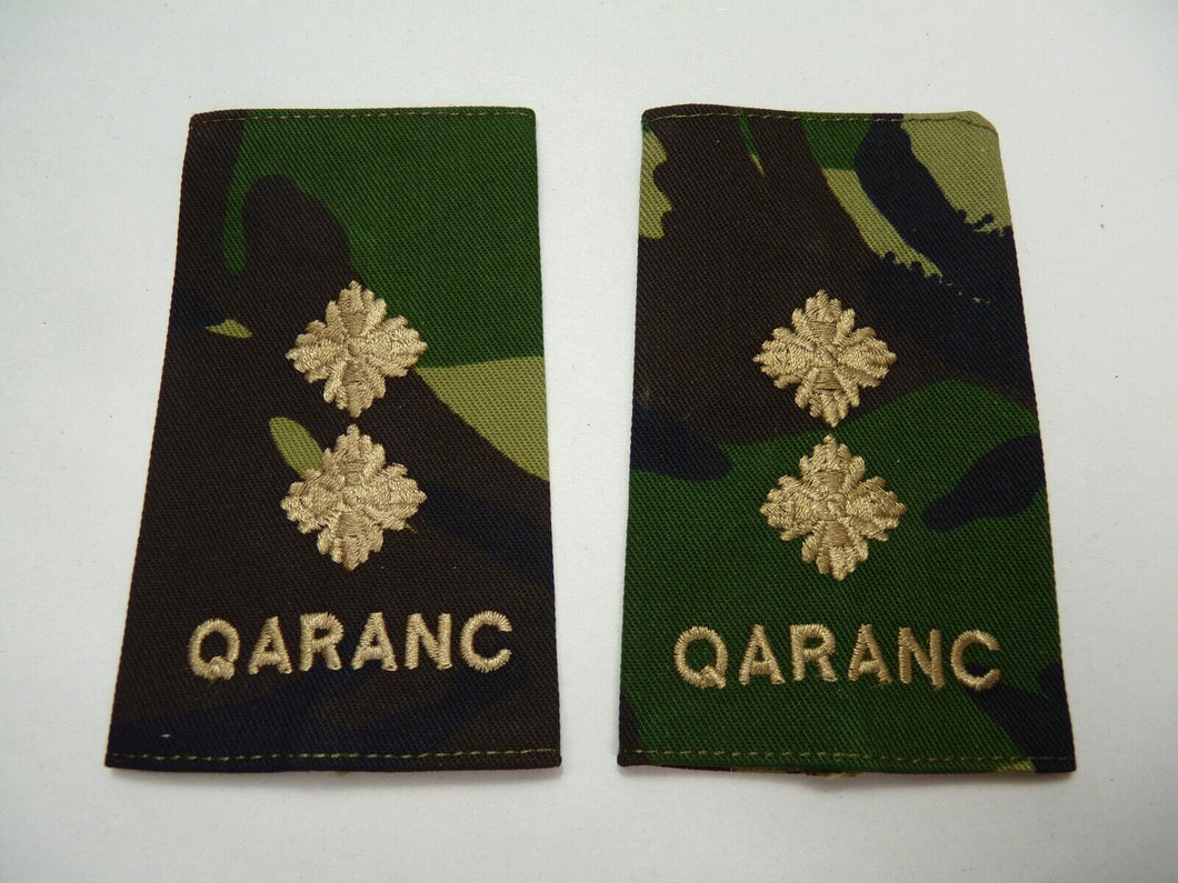 QARANC Jungle DPM Rank Slides / Epaulette Pair Genuine British Army - NEW