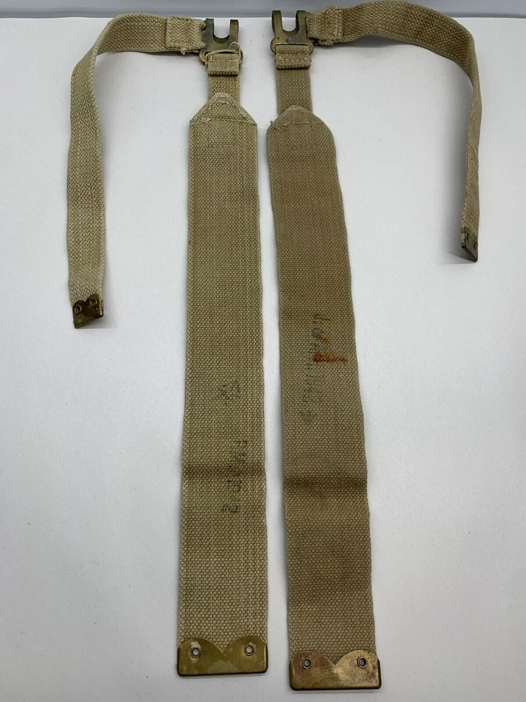 Original WW2 British Army 37 Pattern L Straps Pair - Wartime Dated