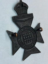 Load image into Gallery viewer, Original WW1 British Army 16th County of London Westminster Regiment Cap Badge
