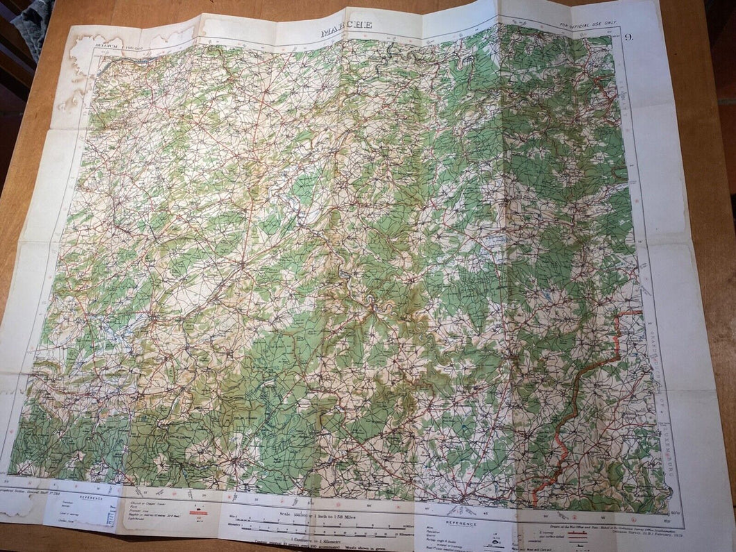 WW1 Era British Army General Staff Map of MARCHE in Belgium. Original Map