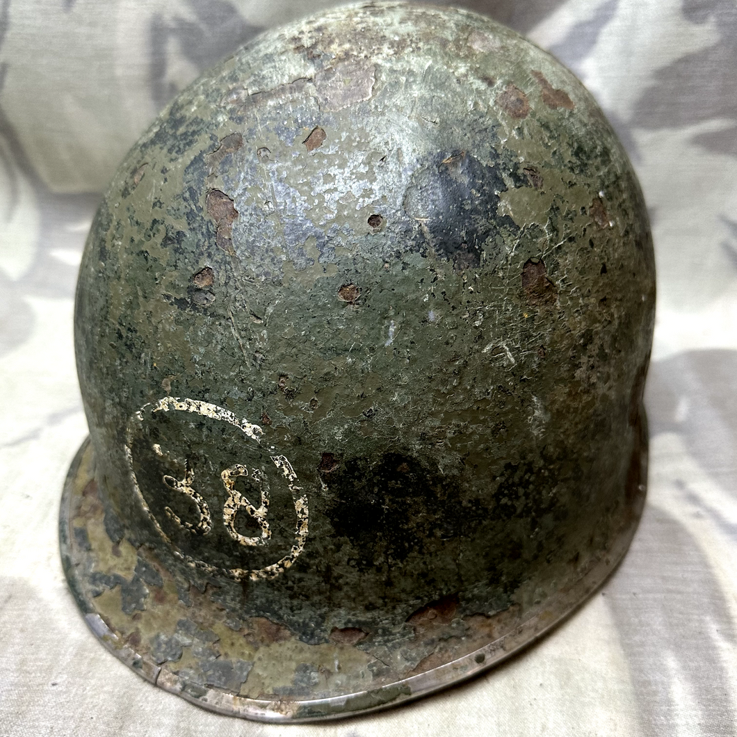 Original WW2 US Army M1 Helmet - Front Seam - Unit Marked