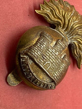 Load image into Gallery viewer, British Army WW1 / WW2 Inniskilling Fusiliers Cap Badge with Rear Slider.
