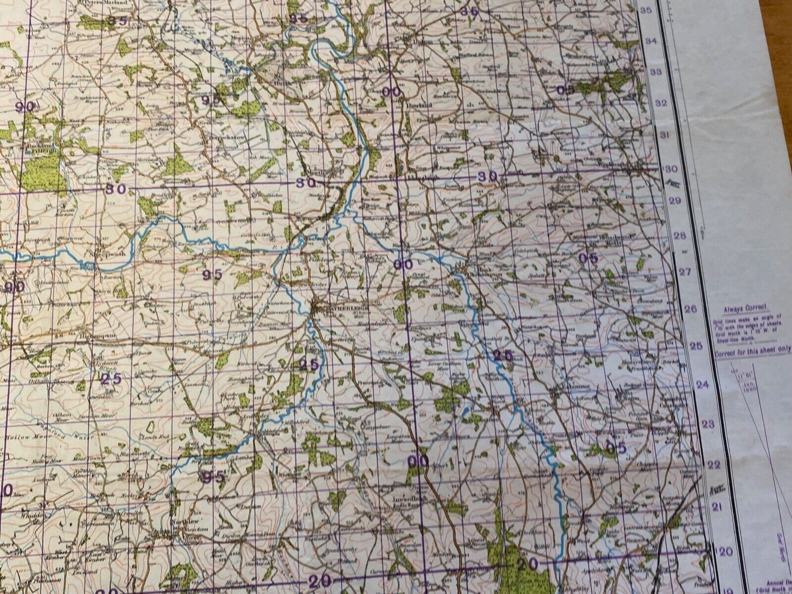 WW2 British Army 1931 dated MILITARY EDITION General Staff map RIVER TORRIDGE. - The Militaria Shop