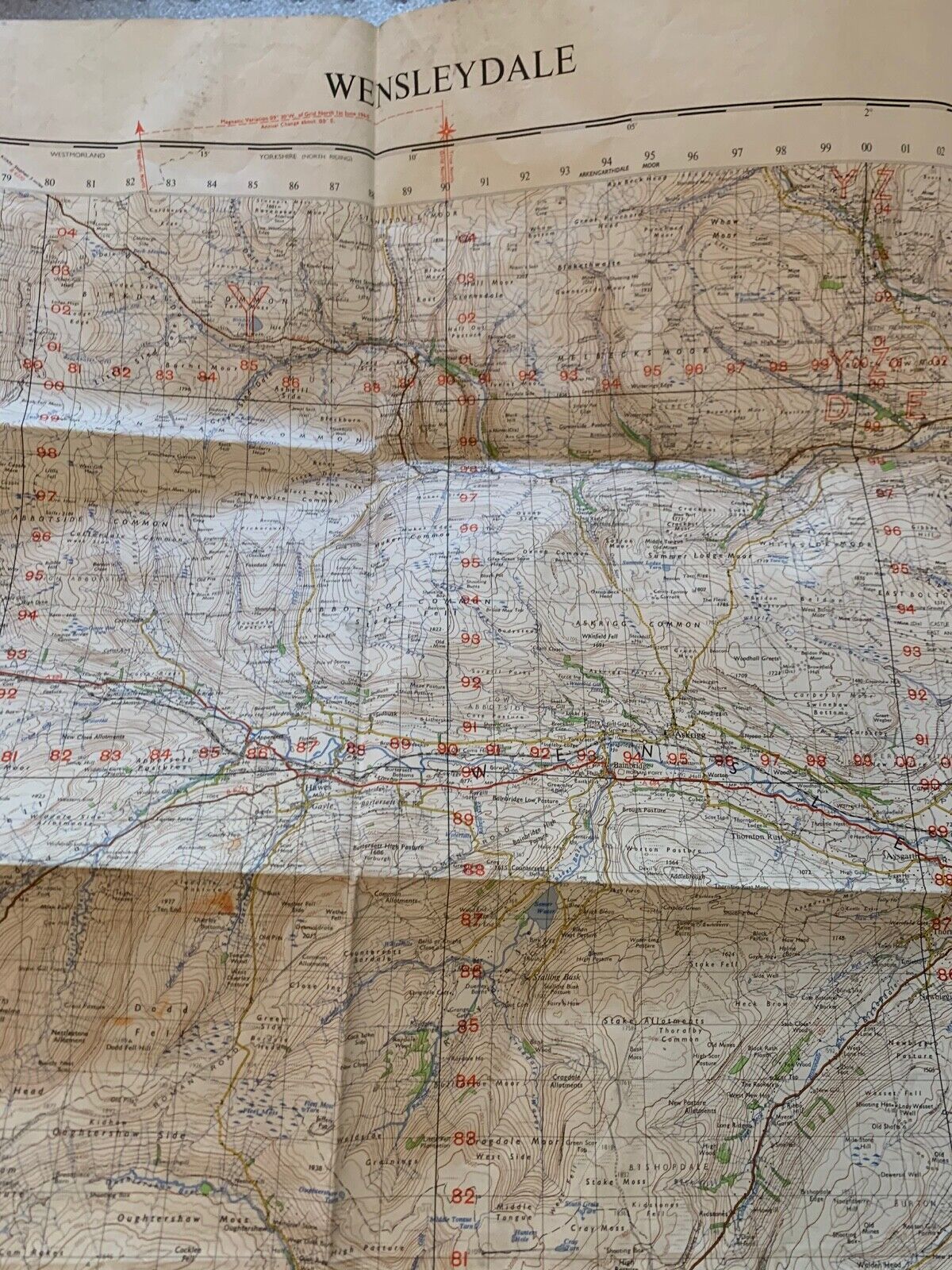 Original War Department British Map - 1960 Dated Map of Wensleydale ...