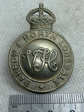 Load image into Gallery viewer, WW1 / WW2 British Army Barrow &amp; North Lonsdale Volunteer Horse Cap Badge - Lugs.

