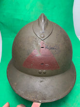 Load image into Gallery viewer, Original WW2 French Army M1926 Adrian Helmet - Divisional Paintwork - Complete
