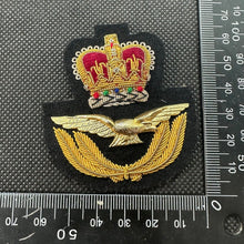Load image into Gallery viewer, British RAF Queen&#39;s Crown Officer&#39;s Bullion Cap Badge - UK Made
