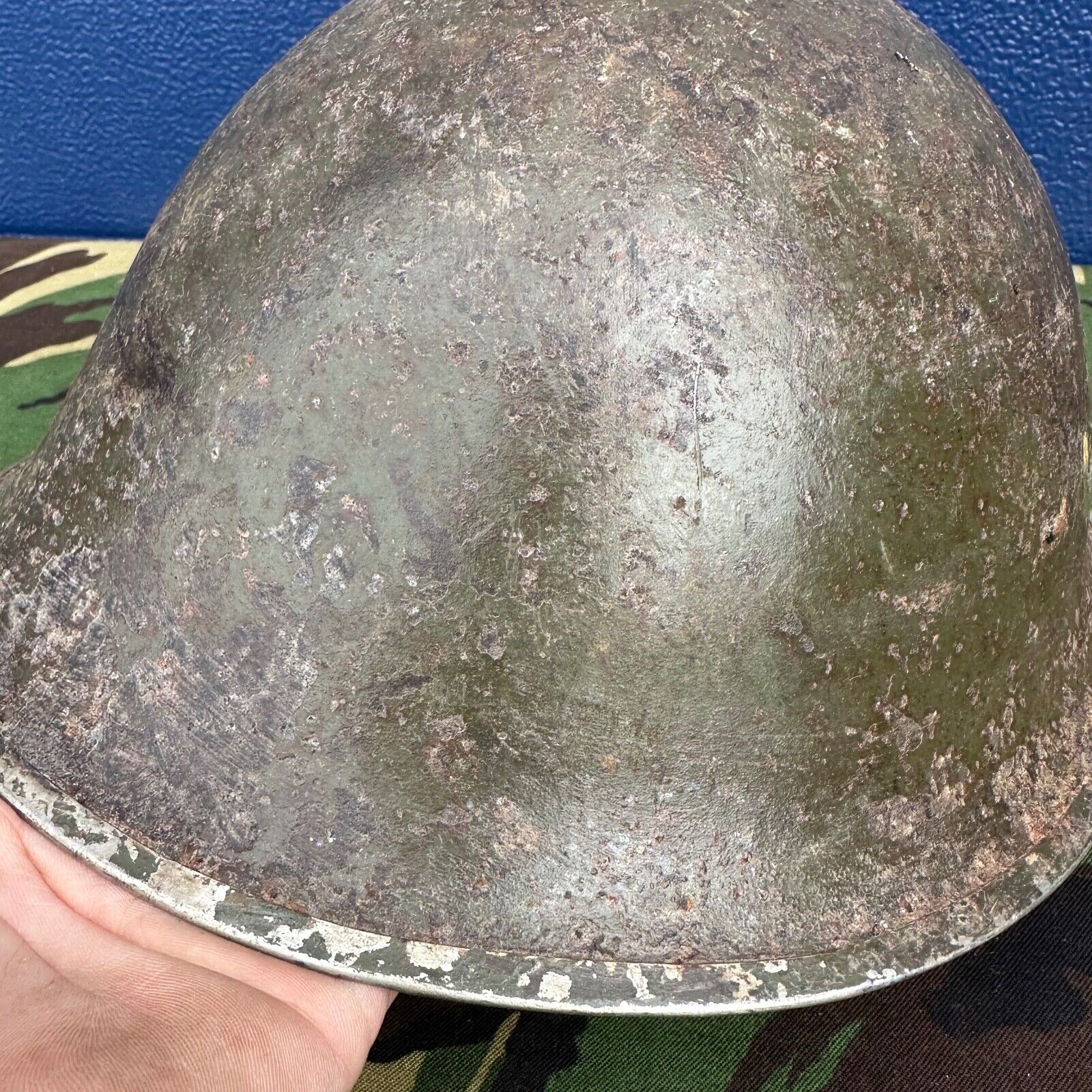 WW2 Canadian Army Mk3 Turtle Helmet - Original Helmet Shell - High Rivet - The Militaria Shop