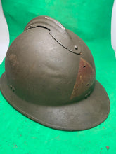 Load image into Gallery viewer, Original WW2 French Army M1926 Adrian Helmet - Divisional Markings - Complete
