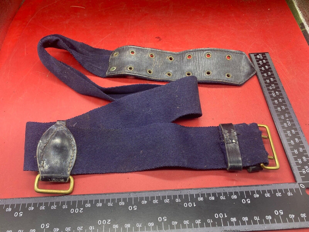 WW2 British Army Hussars Blue Canvas and Leather Belt with Gilt Fittings.