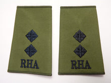 Load image into Gallery viewer, OD Green Rank Slides / Epaulette Pair Genuine British Army - RHA Corporal
