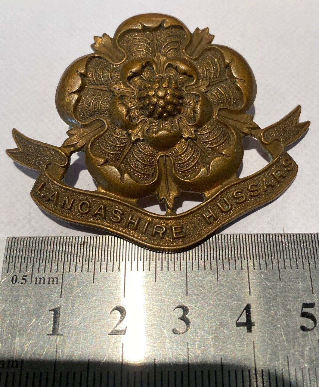 A British Army - LANCASHIRE HUSSARS brass cap badge - - - - - B21